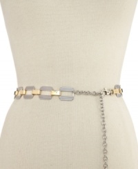 Get linked in to chic styling with this versatile chain belt from Style&co. Crafted from shiny mixed metal in an eye-catching geometric design; it's the must-have accessory of the season. Pair it with dark denim or your favorite black dress. Get linked in to chic styling with this versatile chain belt from Style&co. Crafted from shiny mixed metal in an eye-catching geometric design; it's the must-have accessory of the season. Pair it with dark denim or your favorite black dress.