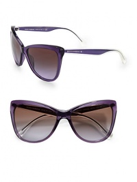 A touch of retro meets these square cat's-eye metal and acetate sunglasses with logo temples. Available in black with grey gradient lens or violet with brown gradient lens.Logo temples100% UV protectionMade in Italy A touch of retro meets these square cat's-eye metal and acetate sunglasses with logo temples. Available in black with grey gradient lens or violet with brown gradient lens.Logo temples100% UV protectionMade in Italy