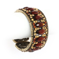 Goldtone Wide Brown Rhinestone Cuff Bangle Bracelet Fashion Jewelry Goldtone Wide Brown Rhinestone Cuff Bangle Bracelet Fashion Jewelry
