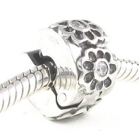 B21 Flower Clip .925 Sterling Silver and Gemstone Bead Charm Spacer/Stopper Pandora Chamilia Biagi & European Bracelets Compatible B21 Flower Clip .925 Sterling Silver and Gemstone Bead Charm Spacer/Stopper Pandora Chamilia Biagi & European Bracelets Compatible