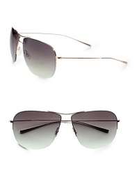 This double-bridge semi-rimless design, featuring a metal front with beta-titanium temples, is ultra lightweight and comfortable. Available in gold with olive gradient lens.100% UV ProtectionImported This double-bridge semi-rimless design, featuring a metal front with beta-titanium temples, is ultra lightweight and comfortable. Available in gold with olive gradient lens.100% UV ProtectionImported