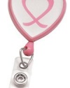 Pink Badge Reel w/ Domed Awareness Label, Clear Vinyl Strap & Swivel Spring Clip. 2120-7630