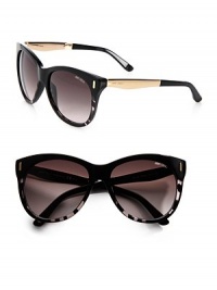 Retro-inspired plastic frames with metal accented logo temples. Available in black with brown gradient lens. Metal logo temples100% UV protectionMade in Italy Retro-inspired plastic frames with metal accented logo temples. Available in black with brown gradient lens. Metal logo temples100% UV protectionMade in Italy