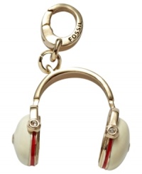 Get into the groove with this headset charm from Fossil. Crafted from gold-tone mixed metal, the charm features cream and red enamel, glass crystal details and a lobster-claw clip. Approximate length (charm): 7/8 inch; (clip) 1/2 inch. Get into the groove with this headset charm from Fossil. Crafted from gold-tone mixed metal, the charm features cream and red enamel, glass crystal details and a lobster-claw clip. Approximate length (charm): 7/8 inch; (clip) 1/2 inch.