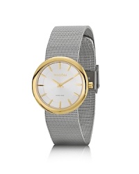 A thoroughly modern yet understated design, PANDORA's 'Imagine' watch delights in steel mesh with a gold-plated bezel. The collection's signature black diamond crown completes the look. A thoroughly modern yet understated design, PANDORA's 'Imagine' watch delights in steel mesh with a gold-plated bezel. The collection's signature black diamond crown completes the look.