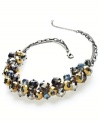 Group dynamics. This cluster necklace from c.A.K.e by Ali Khan is crafted from silver tone mixed metal and features faceted glass accents. Approximate length: 18 inches + 3-inch extender.