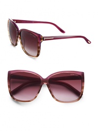 Make a statement with these chic frames in lightweight acetate. Available in black with grey gradient lens, shiny havana/black/honey with brown gradient lens or opal violet/striped brown with wine gradient lens. Logo temples100% UV protectionMade in Italy Make a statement with these chic frames in lightweight acetate. Available in black with grey gradient lens, shiny havana/black/honey with brown gradient lens or opal violet/striped brown with wine gradient lens. Logo temples100% UV protectionMade in Italy