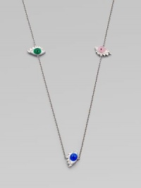 Keep an eye on style with this bright enamel accented stainless steel eye stations on a link chain. Sterling silverEnamelLength, about 23½Slip-on styleMade in Italy Keep an eye on style with this bright enamel accented stainless steel eye stations on a link chain. Sterling silverEnamelLength, about 23½Slip-on styleMade in Italy