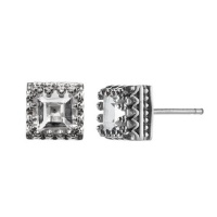 Sterling Silver 6mm Princess Cut White Topaz Stud Earrings Sterling Silver 6mm Princess Cut White Topaz Stud Earrings