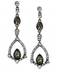 Glistening touches add glamour to these earrings from Givenchy. Crafted from hematite-tone mixed metal, the pair features clear and dark green glass crystal stones for a stunning effect. Approximate drop: 6-1/5 inches. Glistening touches add glamour to these earrings from Givenchy. Crafted from hematite-tone mixed metal, the pair features clear and dark green glass crystal stones for a stunning effect. Approximate drop: 6-1/5 inches.