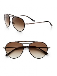 Classic metal aviators feature signature Tom Ford T temples and logo engraved lens. Available in nickel with gradient brown lens.Signature Tom Ford T temples100% UV protectionMade in Italy Classic metal aviators feature signature Tom Ford T temples and logo engraved lens. Available in nickel with gradient brown lens.Signature Tom Ford T temples100% UV protectionMade in Italy