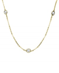 Don't let an inch go uncovered. This modern illusion necklace by CRISLU features bezel-set, round-cut cubic zirconias (4-3/4 ct. t.w.) by the inch. Strung from a delicate 18k gold over sterling silver chain. Approximate length: 48 inches + 2-inch extender. Don't let an inch go uncovered. This modern illusion necklace by CRISLU features bezel-set, round-cut cubic zirconias (4-3/4 ct. t.w.) by the inch. Strung from a delicate 18k gold over sterling silver chain. Approximate length: 48 inches + 2-inch extender.