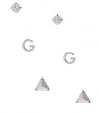G by GUESS G, Pyramid and Triangle Stud Earrings Se, SILVER G by GUESS G, Pyramid and Triangle Stud Earrings Se, SILVER