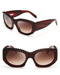 Burberry has the ultra-stylish cat eye silhouette all wrapped up-literally-in whipstiched leather. Burberry has the ultra-stylish cat eye silhouette all wrapped up-literally-in whipstiched leather.