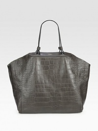 On-the-go essential rendered in crocodile-embossed leather for a luxurious effect. Double top handles, 7 dropOpen topOne inside zip pocket14½W X 11½H X 6DImported On-the-go essential rendered in crocodile-embossed leather for a luxurious effect. Double top handles, 7 dropOpen topOne inside zip pocket14½W X 11½H X 6DImported