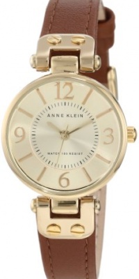 Anne Klein Women's 109442CHHY Gold-Tone Champagne Dial and Brown Leather Strap Watch Anne Klein Women's 109442CHHY Gold-Tone Champagne Dial and Brown Leather Strap Watch