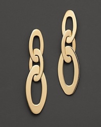 From the Chic and Shine collection, yellow gold linear earrings; with signature ruby accent. Post back for pierced ears. Designed by Roberto Coin. From the Chic and Shine collection, yellow gold linear earrings; with signature ruby accent. Post back for pierced ears. Designed by Roberto Coin.