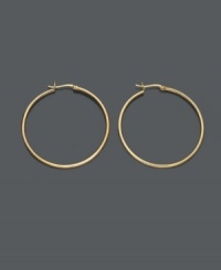 Endless hoop earrings are effortlessly chic. These stunning 24k gold over sterling silver hoop earrings by Giani Bernini feature a smooth rounded design. Approximate diameter: 1-1/2 inches.