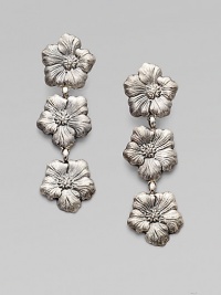 This three drop design is the perfect blend of dramatic flair and feminine mystic. Sterling silverDrop, about 3¼Post and clip backMade in Italy This three drop design is the perfect blend of dramatic flair and feminine mystic. Sterling silverDrop, about 3¼Post and clip backMade in Italy