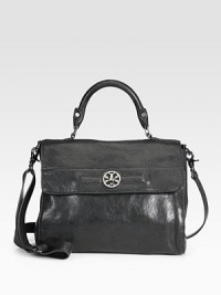 Gorgeous leather defines this structured flap silhouette, finished with polished logo hardware for a signature touch.Top handle, 5½ drop Removable shoulder strap, 23 drop Turnlock flap closure One outside open pocket Protective metal feet One inside zip pocket Two inside open pockets Cotton lining 12W X 10H X 4D Imported Gorgeous leather defines this structured flap silhouette, finished with polished logo hardware for a signature touch.Top handle, 5½ drop Removable shoulder strap, 23 drop Turnlock flap closure One outside open pocket Protective metal feet One inside zip pocket Two inside open pockets Cotton lining 12W X 10H X 4D Imported