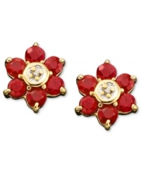 Add a little springtime cheer to your ears. These beautiful 14k gold earrings are studded with round-cut rubies (1-1/10 ct. t.w.) and diamond accents. Add a little springtime cheer to your ears. These beautiful 14k gold earrings are studded with round-cut rubies (1-1/10 ct. t.w.) and diamond accents.