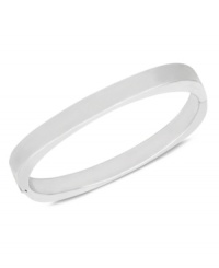 Bangles are the need-it-now accessory of the season, and this squared number is no exception! Crafted in sterling silver, this sleek rounded-edge square bangle is an instant style staple. Approximate diameter: 2-1/8 x 2-5/8 inches. Bangles are the need-it-now accessory of the season, and this squared number is no exception! Crafted in sterling silver, this sleek rounded-edge square bangle is an instant style staple. Approximate diameter: 2-1/8 x 2-5/8 inches.