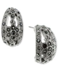 A stunning partial hoop design from 2028. This alluring design is dressed up with faux-marcasite stones. Crafted in hematite tone and silver tone mixed metal. Approximate length: 3/4 inch. Approximate width: 1/2 inch. A stunning partial hoop design from 2028. This alluring design is dressed up with faux-marcasite stones. Crafted in hematite tone and silver tone mixed metal. Approximate length: 3/4 inch. Approximate width: 1/2 inch.
