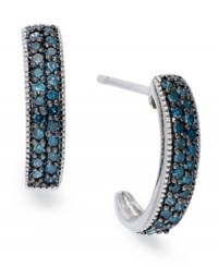 An elegant addition. This pair of sterling silver earrings is adorned with single-cut blue diamonds (1/2 ct. t.w.) for a stunning effect. Approximate drop: 5/8 inch. An elegant addition. This pair of sterling silver earrings is adorned with single-cut blue diamonds (1/2 ct. t.w.) for a stunning effect. Approximate drop: 5/8 inch.