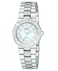 An eco-friendly watch with dazzling diamond accents, by Citizen. An eco-friendly watch with dazzling diamond accents, by Citizen.