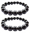 Set Of 2 Magnetic Hematite Therapy Bracelets Lg 12mm / Pain Relief