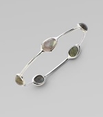 Pretty labradorite cabochons set in sterling silver. LabradoriteSterling silverSlip-on styleDiameter, about 2¾Imported 