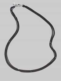 Four delicate box-link chains of sterling silver, dramatically layered in black PVD, are clasped with a Yurman signature cable of bright sterling. PVD-finished sterling silver and sterling silver Length, about 17 Lobster clasp Imported Four delicate box-link chains of sterling silver, dramatically layered in black PVD, are clasped with a Yurman signature cable of bright sterling. PVD-finished sterling silver and sterling silver Length, about 17 Lobster clasp Imported