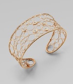 A delicate filigree-inspired surface, decorated in dazzling diamonds set in warm 18k rose gold. 18k rose goldDiamonds, .1 tcwDiameter, about 2.5Slip-on designMade in Italy