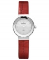 Lipstick-kissed color adds flirty appeal to this leather watch from Skagen Denmark.