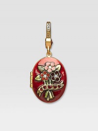 Garnet-colored CRYSTALLIZED - Swarovski Elements sparkle on this handcrafted, hand-enameled birthstone locket that opens to hold a favorite photo. Crystal Enamel 18k goldplated brass & brass-plated pewter Month indicated on the back Length, about 1¼ Width, about 1 Spring clip clasp Made in USA Garnet-colored CRYSTALLIZED - Swarovski Elements sparkle on this handcrafted, hand-enameled birthstone locket that opens to hold a favorite photo. Crystal Enamel 18k goldplated brass & brass-plated pewter Month indicated on the back Length, about 1¼ Width, about 1 Spring clip clasp Made in USA