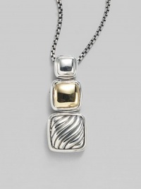 From the Chiclet Collection. A triple chiclet pendant dangles from a delicate mini-box chain link.Sterling silver 18K yellow gold Length, about 17 - 18 Lobster clasp closure Imported From the Chiclet Collection. A triple chiclet pendant dangles from a delicate mini-box chain link.Sterling silver 18K yellow gold Length, about 17 - 18 Lobster clasp closure Imported