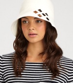 Wool felt cloche hat with medium-sized brim and squared laser cuts lends a mod-inspired touch to a cold-weather essential.WoolBrim, about 3Spot cleanMade in Italy