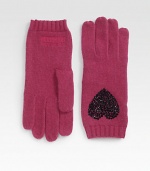 Crafted from a beautiful gypsy yarn crochet, these ultra-cozy, ultra-plush gloves are designed with a jeweled appliqué heart.Wool/Rayon/Nylon/CashmerePull-on styleLength, about 8Dry cleanImported