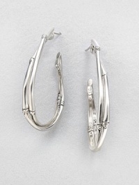 From the Bamboo Collection. Oval arcs of bamboo-motif sterling silver twist around one another in these graceful yet striking open hoops.Sterling silverDrop, about 1.8Post backMade in Bali