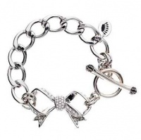 Juicy Couture Jewelry Silver Pave Bow Starter Bracelet New Pink Box for 2012 Juicy Couture Jewelry Silver Pave Bow Starter Bracelet New Pink Box for 2012