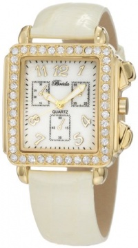 Breda Women's 5172-GoldCream Sarah Rectangular Rhinestone Encrusted Leather Watch Breda Women's 5172-GoldCream Sarah Rectangular Rhinestone Encrusted Leather Watch
