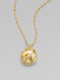 An exquisite design featuring a single round pearl accented with a 18k gold flower cup cap on a delicate link chain.16mm round white organic man-made pearls18k goldplated sterling silverLength, about 16 to 18 adjustablePendant size, about ¾Lobster clasp closureImported An exquisite design featuring a single round pearl accented with a 18k gold flower cup cap on a delicate link chain.16mm round white organic man-made pearls18k goldplated sterling silverLength, about 16 to 18 adjustablePendant size, about ¾Lobster clasp closureImported