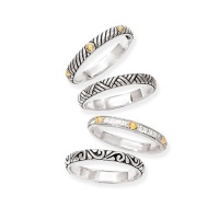 925 Silver & Diamond Stackable Rings with 18k Gold Accents (0.15ctw) SET of 4- Sizes 6-8 925 Silver & Diamond Stackable Rings with 18k Gold Accents (0.15ctw) SET of 4- Sizes 6-8