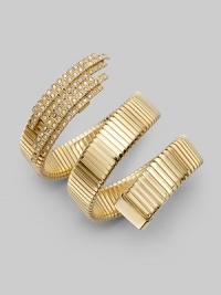 A coiled design with dazzling crystals wraps securely around the wrist.Swarovski crystal Goldplated bronze Length, about 13½ Diameter, about 2¼ Made in Italy A coiled design with dazzling crystals wraps securely around the wrist.Swarovski crystal Goldplated bronze Length, about 13½ Diameter, about 2¼ Made in Italy
