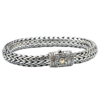 925 Silver Sumbu Kompor Design Cross Bracelet with 18k Gold Accents- 7.5 or 8.5 IN