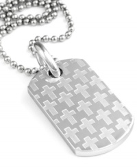 Russell Simmons' laser-engraved logo and sparkling diamond accents make dog tags super-chic. Crafted of stainless steel. Ball chain measures 30 inches. Russell Simmons' laser-engraved logo and sparkling diamond accents make dog tags super-chic. Crafted of stainless steel. Ball chain measures 30 inches.
