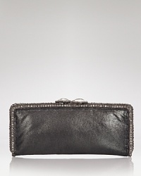 Edgy detailing meets an evening shape on this Clara Kasavina clutch. Gritty and pretty at once, its a match for an army jacket and a model-off-duty attitude. Edgy detailing meets an evening shape on this Clara Kasavina clutch. Gritty and pretty at once, its a match for an army jacket and a model-off-duty attitude.