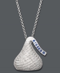 Sweeten the deal with a stylish kiss! This dazzling pendant features the signature Hershey's kiss and wrapper crafted in sterling silver and encrusted with round-cut diamonds (1/4 ct. t.w.). Approximate length: 18 inches + 2-inch extender. Approximate drop: 1 inch. Sweeten the deal with a stylish kiss! This dazzling pendant features the signature Hershey's kiss and wrapper crafted in sterling silver and encrusted with round-cut diamonds (1/4 ct. t.w.). Approximate length: 18 inches + 2-inch extender. Approximate drop: 1 inch.