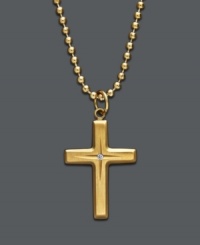 Faith-inspired style makes the perfect gift. Cross pendant features a yellow ion-plated stainless steel setting accented by a sparkling diamond at center. Approximate length: 22 inches. Approximate drop: 1-1/2 inches. Faith-inspired style makes the perfect gift. Cross pendant features a yellow ion-plated stainless steel setting accented by a sparkling diamond at center. Approximate length: 22 inches. Approximate drop: 1-1/2 inches.