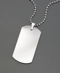 A classic dog tag gives your look an edge. Crafted of tungsten. Dog tag measures 2 inches long; beaded chain measures 22 inches. A classic dog tag gives your look an edge. Crafted of tungsten. Dog tag measures 2 inches long; beaded chain measures 22 inches.